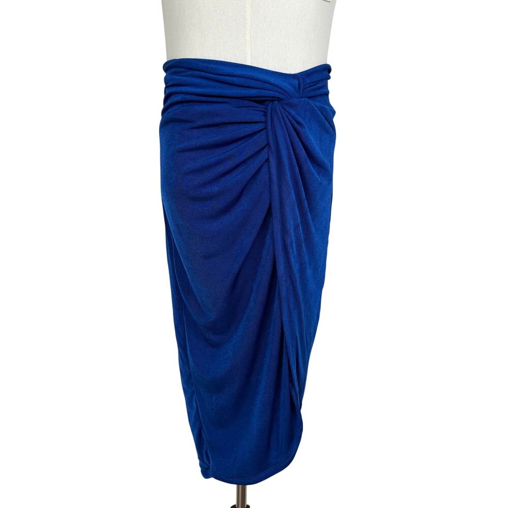 JLux Label Draped Midi Skirt Wrap-Effect Royal Blue XXL NWT
